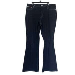 Vtg Y2K Tommy Low Rise Flare Jeans Junior 11 Dark Blue Denim 100% Cotton Vintage